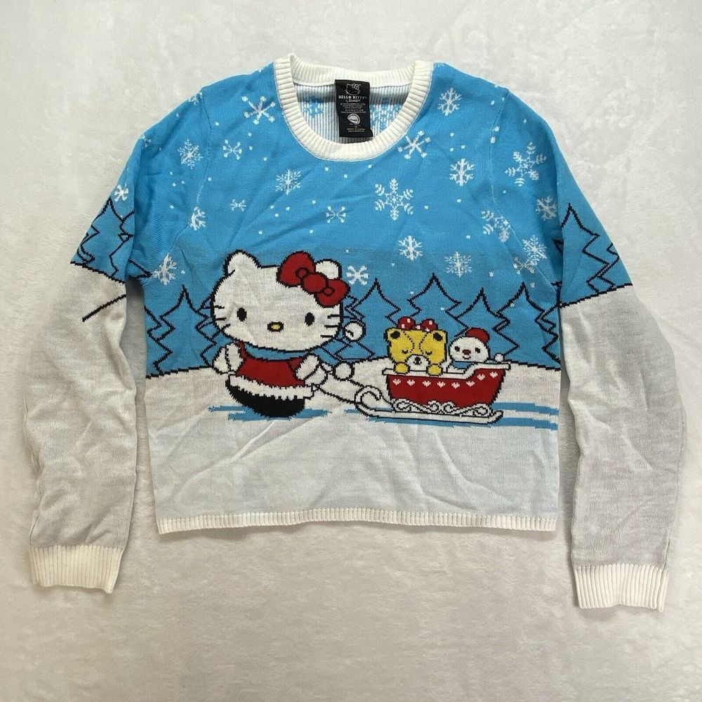 Sanrio Hello Kitty Sweater‎ Junior M New with flaw Christmas winter holiday